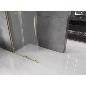 MEXEN/S - Velar Sprchová zástena posuvná Walk-in 100 x 200, dekor 8 mm, zlato 871-100-000-33-50