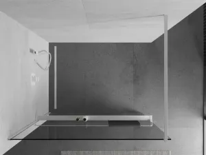 MEXEN/S - Kioto+ Sprchová zástena WALK-IN s poličkou a držiakom uterákov 125 x 200, transparent, biela 800-125-121-20-00
