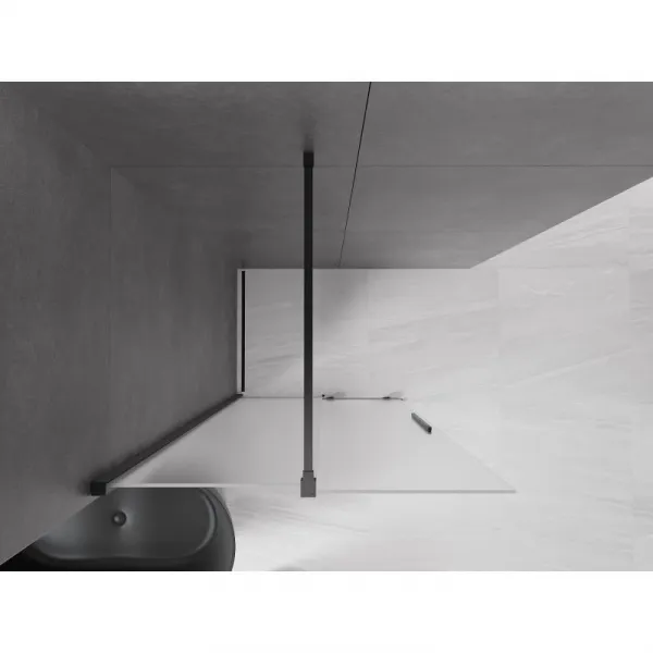 MEXEN/S - Velar Sprchová zástena posuvná Walk-in 80 x 200, dekor 8 mm, čierna 871-080-000-33-70