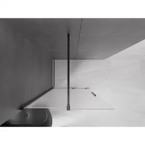 MEXEN/S - Velar Sprchová zástena posuvná Walk-in 80 x 200, dekor 8 mm, čierna 871-080-000-33-70