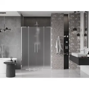 MEXEN/S - Velar L Duo posuvné sprchové dvere 140, dekor, chróm 871-140-003-32-01