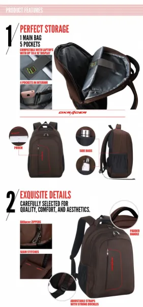 Batoh DXRacer látkový hnedý