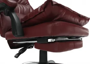 TEMPO KONDELA Kancelárske kreslo DRAKE s podnožou, ekokoža, bordo