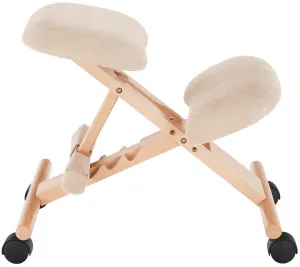 TEMPO KONDELA Ergonomická kľakačka GROCO krémová/ buk