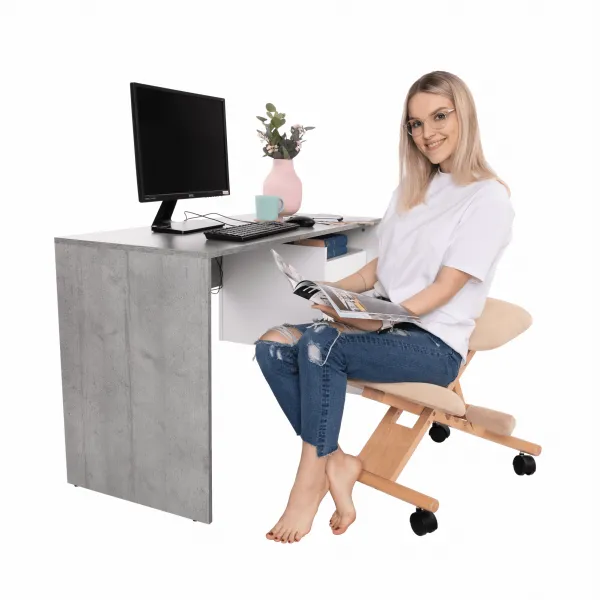 TEMPO KONDELA Ergonomická kľakačka GROCO krémová/ buk