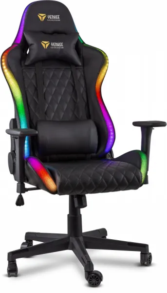 Herné kreslo YENKEE YGC 300RGB STARDUST, čierne, ľad podsvietením