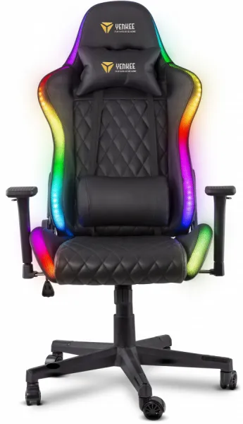 Herné kreslo YENKEE YGC 300RGB STARDUST, čierne, ľad podsvietením