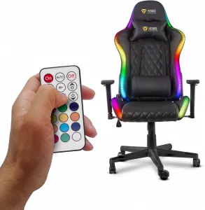 Herné kreslo YENKEE YGC 300RGB STARDUST, čierne, ľad podsvietením