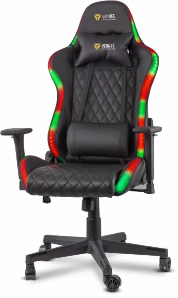 Herné kreslo YENKEE YGC 300RGB STARDUST, čierne, ľad podsvietením