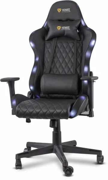Herné kreslo YENKEE YGC 300RGB STARDUST, čierne, ľad podsvietením