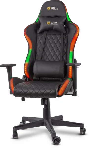 Herné kreslo YENKEE YGC 300RGB STARDUST, čierne, ľad podsvietením