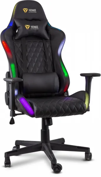 Herné kreslo YENKEE YGC 300RGB STARDUST, čierne, ľad podsvietením