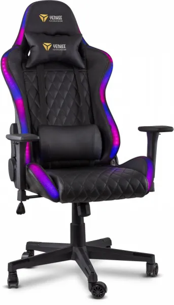 Herné kreslo YENKEE YGC 300RGB STARDUST, čierne, ľad podsvietením