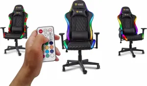 Herné kreslo YENKEE YGC 300RGB STARDUST, čierne, ľad podsvietením