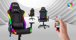 Herné kreslo YENKEE YGC 300RGB STARDUST, čierne, ľad podsvietením