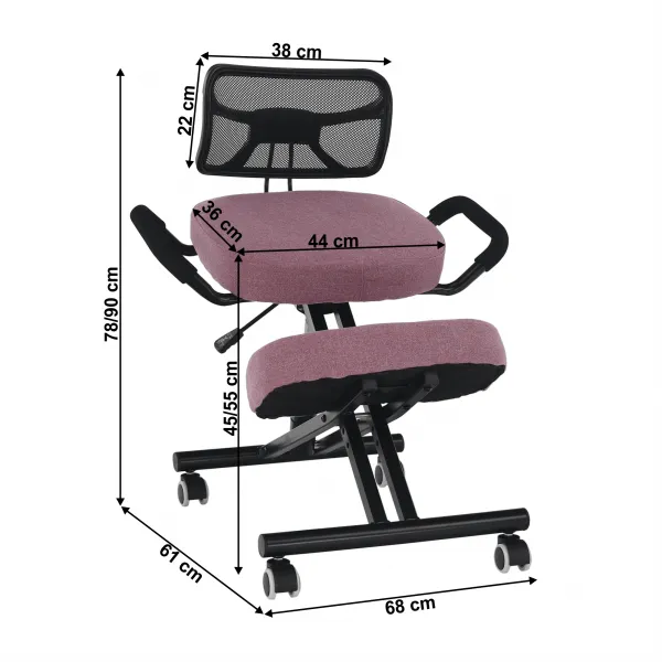 TEMPO KONDELA Ergonomická kľakačka RUFUS ružová/čierná