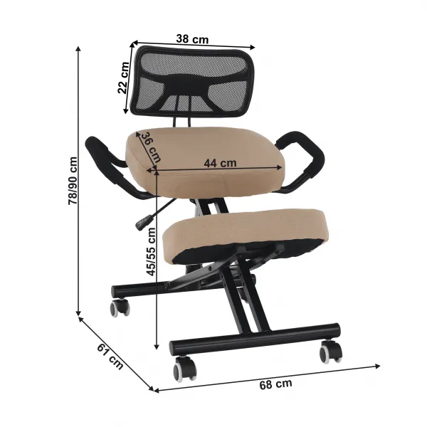 TEMPO KONDELA Ergonomická kľakačka RUFUS béžová/čierná