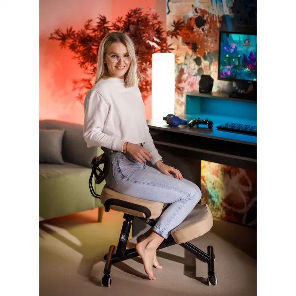 TEMPO KONDELA Ergonomická kľakačka RUFUS béžová/čierná