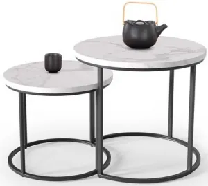 HALMAR Konferenčný stolík OREO kulatý, biely mramor