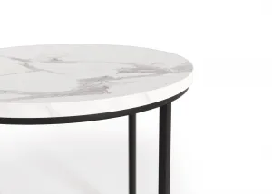 HALMAR Konferenčný stolík OREO kulatý, biely mramor