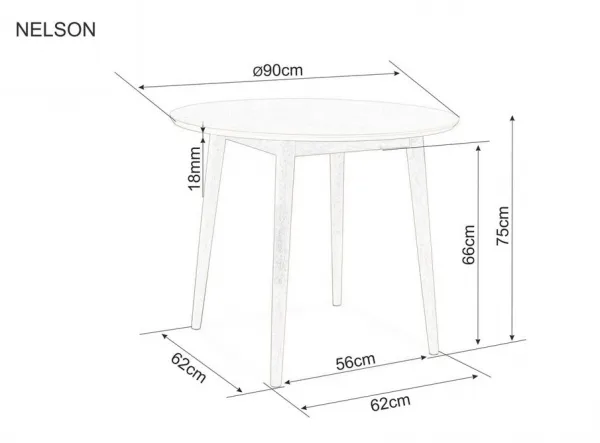 SIGNAL Jedálenský okrúhly stôl Nelson bielený dub 90 cm