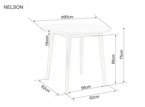SIGNAL Jedálenský okrúhly stôl Nelson bielený dub 90 cm