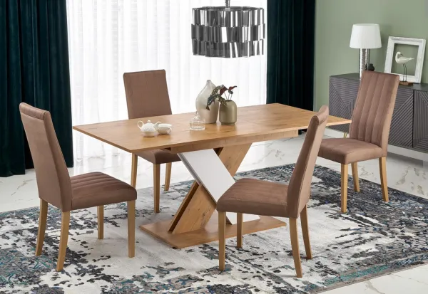 HALMAR Jedálenský rozkladací stôl XARELTO dub lancelot / biely 130-175x85 cm