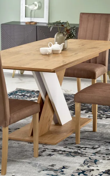 HALMAR Jedálenský rozkladací stôl XARELTO dub lancelot / biely 130-175x85 cm