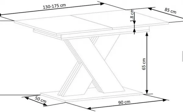 HALMAR Jedálenský rozkladací stôl XARELTO dub lancelot / biely 130-175x85 cm