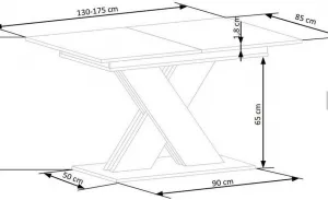 HALMAR Jedálenský rozkladací stôl XARELTO dub lancelot / biely 130-175x85 cm
