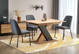 HALMAR Jedálenský rozkladací stôl XARELTO dub wotan / černý 130-175x85 cm