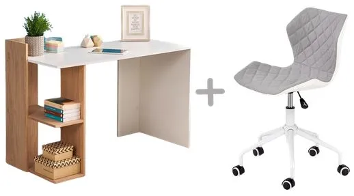 HALMAR Zostava - Stôl FINO biely + Stolička MATRIX sivá