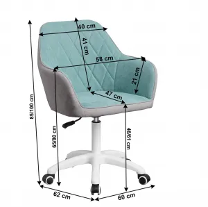 TEMPO KONDELA Kancelárske kreslo SANTY, šedá/ mentol, biela