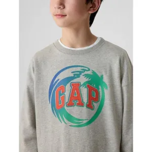 GAP FRAN LOGO Detská mikina, sivá, veľkosť