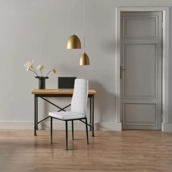 Sada 4 jedálenských stoličiek do obývačky s ekokožou, ergonomické operadlo, biela