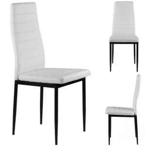 Sada 4 jedálenských stoličiek do obývačky s ekokožou, ergonomické operadlo, biela
