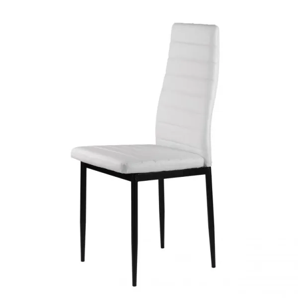Sada 4 jedálenských stoličiek do obývačky s ekokožou, ergonomické operadlo, biela