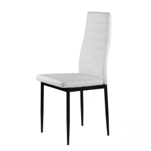 Sada 4 jedálenských stoličiek do obývačky s ekokožou, ergonomické operadlo, biela