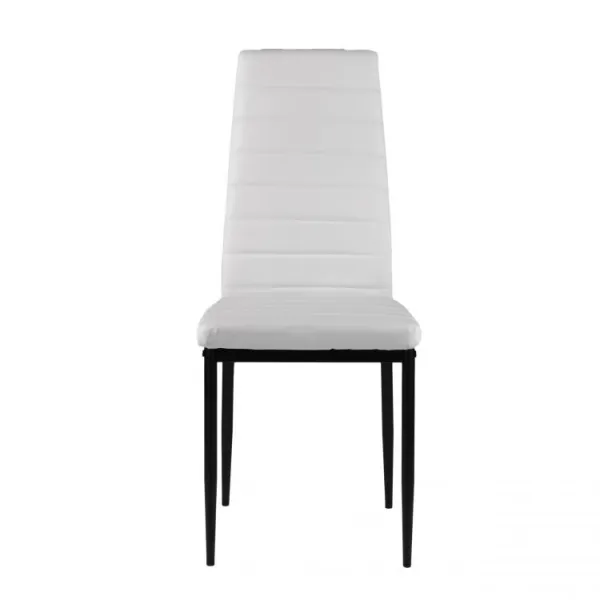 Sada 4 jedálenských stoličiek do obývačky s ekokožou, ergonomické operadlo, biela