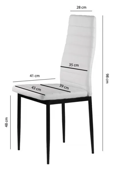 Sada 4 jedálenských stoličiek do obývačky s ekokožou, ergonomické operadlo, biela
