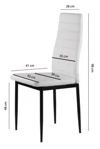 Sada 4 jedálenských stoličiek do obývačky s ekokožou, ergonomické operadlo, biela