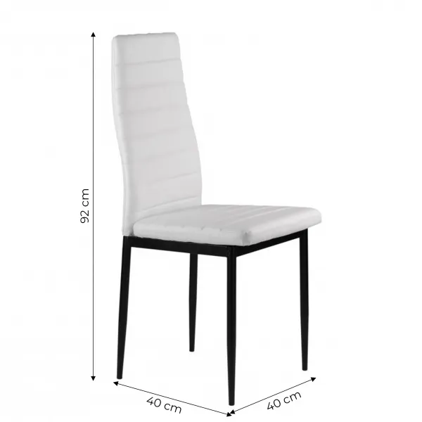 Sada 4 jedálenských stoličiek do obývačky s ekokožou, ergonomické operadlo, biela