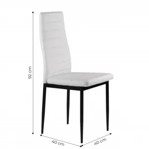 Sada 4 jedálenských stoličiek do obývačky s ekokožou, ergonomické operadlo, biela