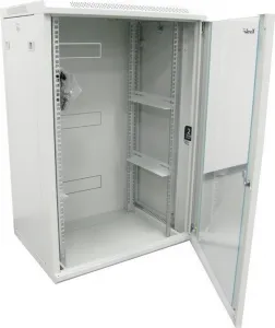 XtendLan 19" nástěnný rozvaděč 15U 600x450, nosnost 60 kg, skleněné dveře, svařovaný, šedý