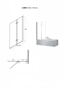BESCO - Vaňová zástena LUMIX - Farba rámu zásteny - Hliník chróm, Rozmer A - 100 cm, Smer zatváranie - Univerzálny Ľavé / Pravé, Výplň - Číre bezpečnostné sklo - 6 mm BCLUM10CC