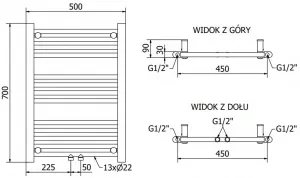 MEXEN - Mars vykurovací rebrík/radiátor 700 x 500 mm, 224 W, chróm W110-0700-500-00-01