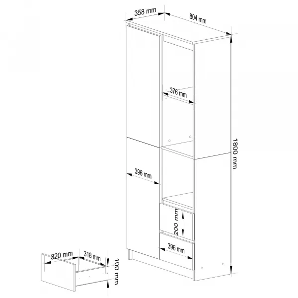 Ak furniture Skriňa Rexa 80 cm biela