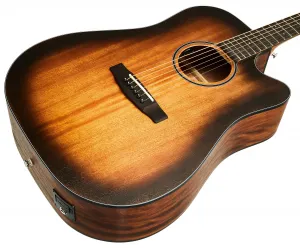 Cort Core-DC Mahogany Open Pore Black Burst Elektroakustická gitara Dreadnought