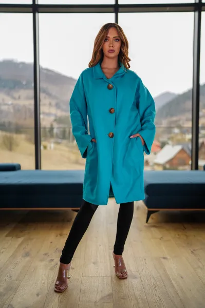 ASPERISSIA Dámsky kabát JOLIE Farba: Tyrkysová, Konfekčná veľkosť: S