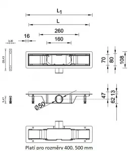 HOPA - Odtokový žľab Standardline MEDIUM - Dĺžka - 80 OLPZLABST79